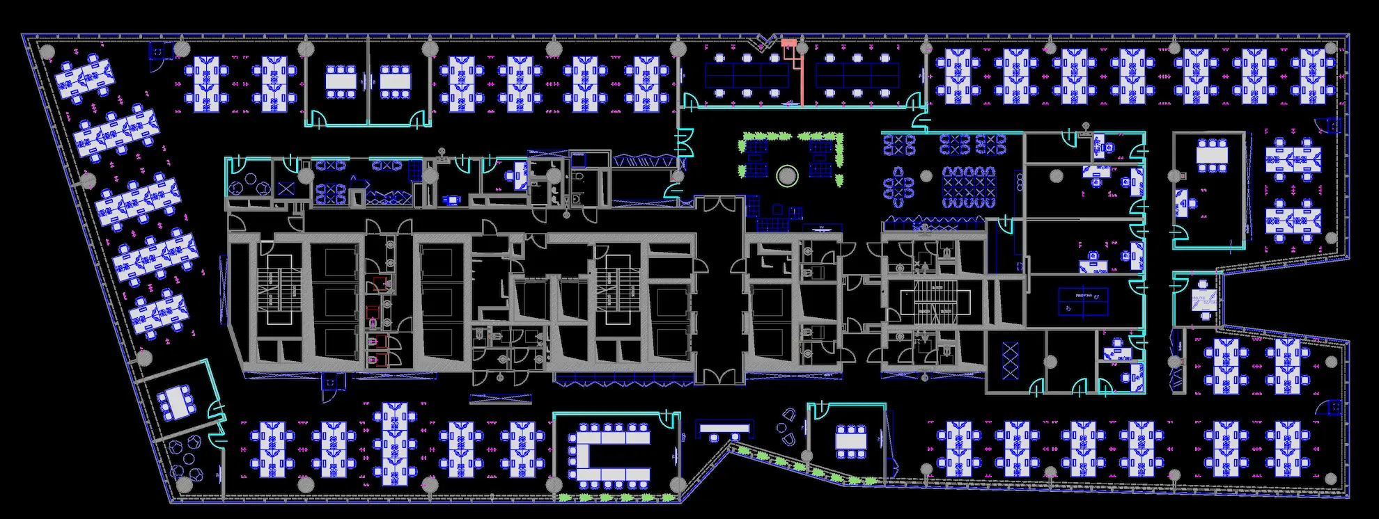 Space plan i układ funkcjonalny biura