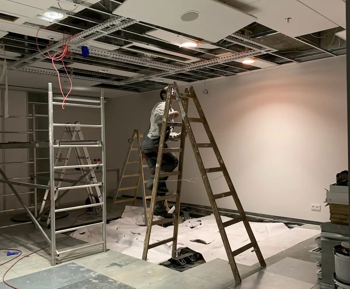 Warsaw office in Wola during fit-out works
