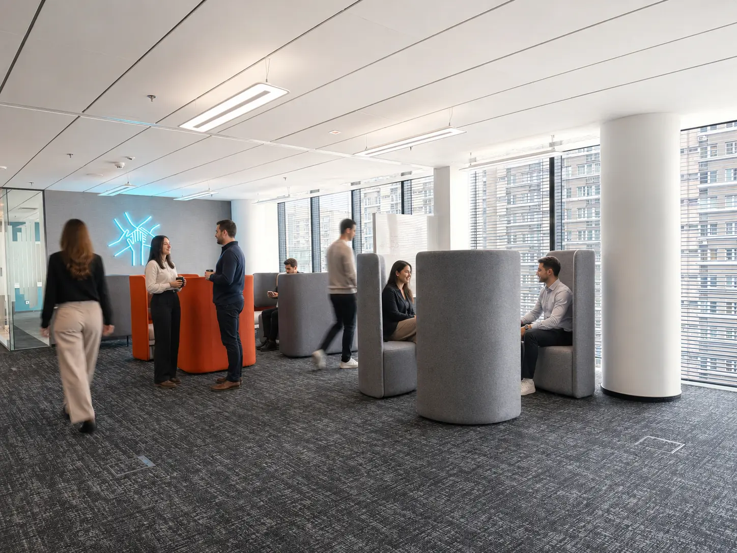 Training space with seating areas for conversations and meetings